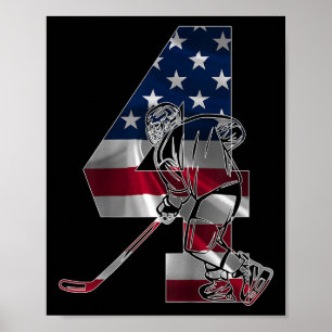 Póster Número 4 años Hockey sobre hielo 4 cumpleaños (1)