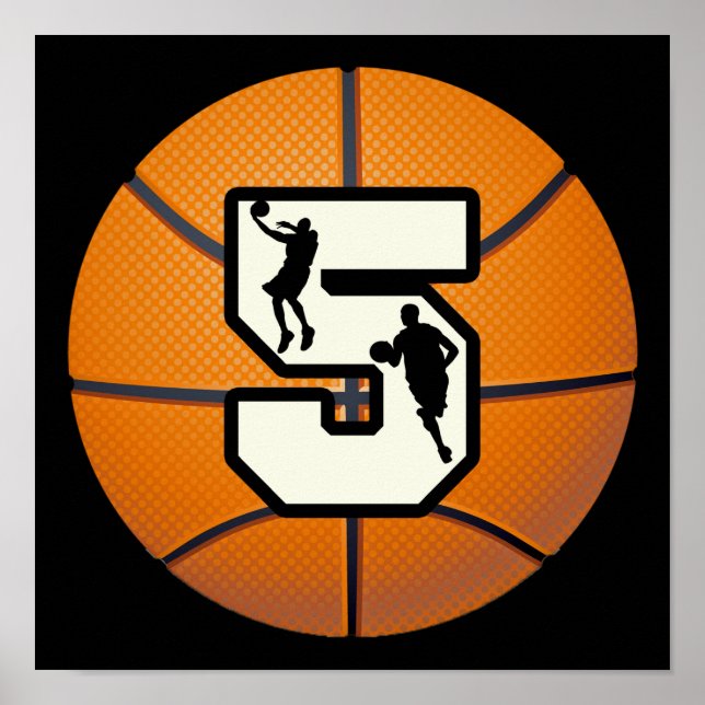 Póster Número 5 Baloncesto y Jugadores (Frente)