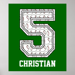 Póster Número 5 de béisbol personalizado