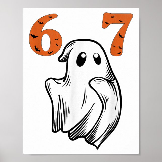 Póster Número 67 coincidente Seis Siete 6 7 Meme Hallowee (Frente)