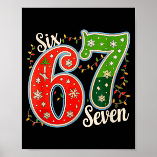Póster Número 67 Divertido Seis Siete 6 7 Meme Luz de Nav