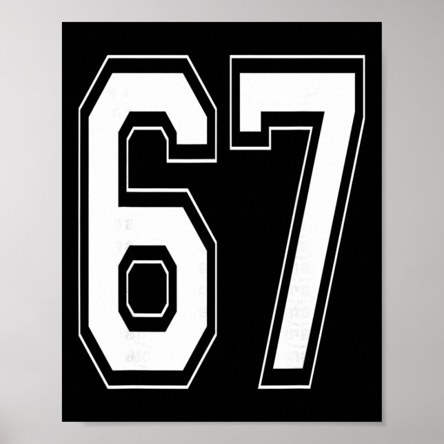 Póster Número 67 Jersey de Cumpleaños Deportivo Varsity S (Frente)
