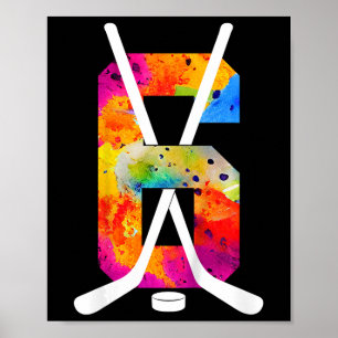 Póster Número 6 años Hockey sobre hielo 6 cumpleaños (1)