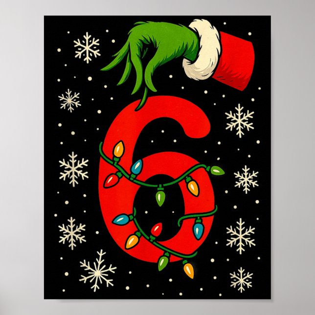 Póster Número 6 Coincidente Seis Siete Meme Navidad Chico (Frente)