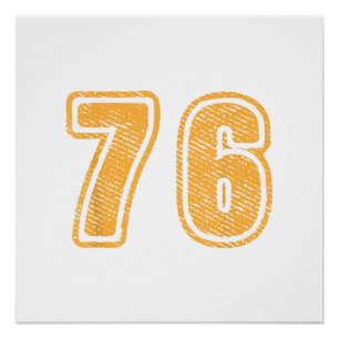 Póster Número 76 en la parte delantera grande y negrita 7