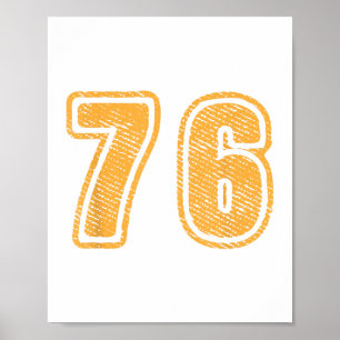 Póster Número 76 en la parte frontal grande y negrita 76