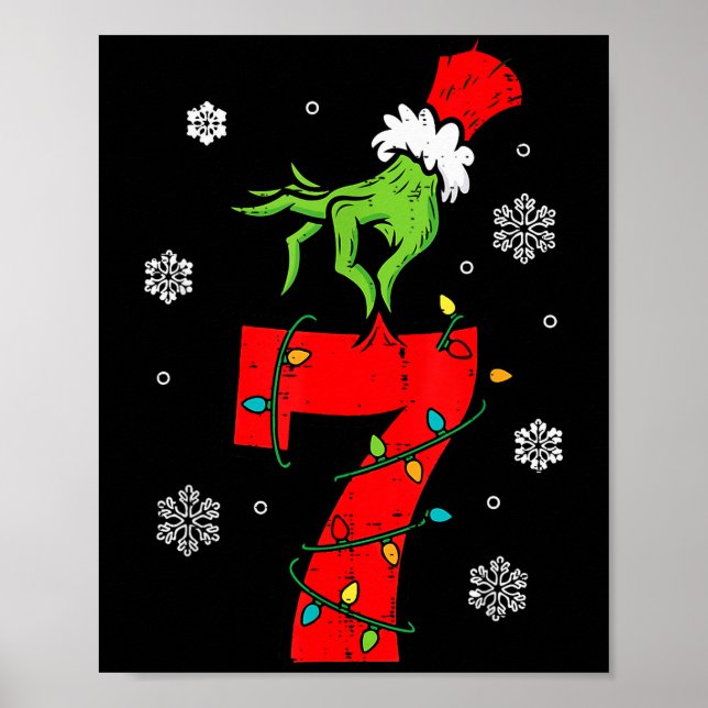 Póster Número 7 Coincidente 67 Meme 6 7 Navidad Chicos Ju (Frente)