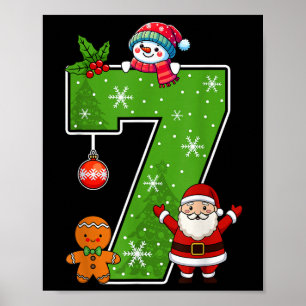Póster Número 7 Divertido 67 Meme Pareja Pijamas Navidad 