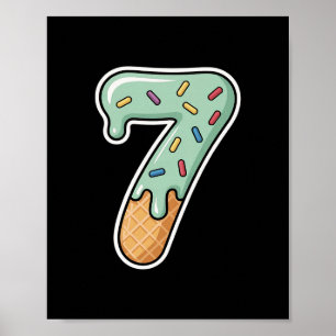 Póster Número 7 Helado Goteo Seis Siete 67 Meme 7º Cumple