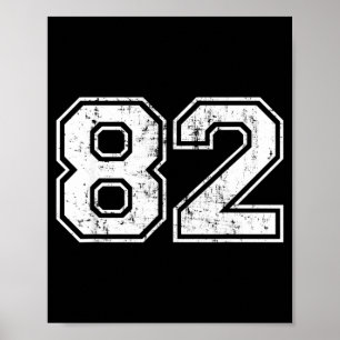 Póster Número 82 Equipo Deportivo Vintage Varsity Distres