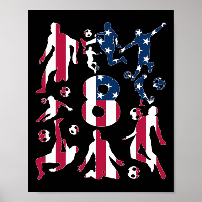 Póster Número 8 Años Fútbol 8º Cumpleaños  (Frente)