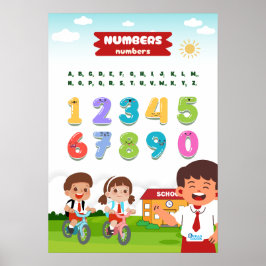 Póster Número con niños felices