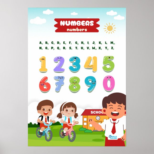 Póster Número con niños felices (Frente)