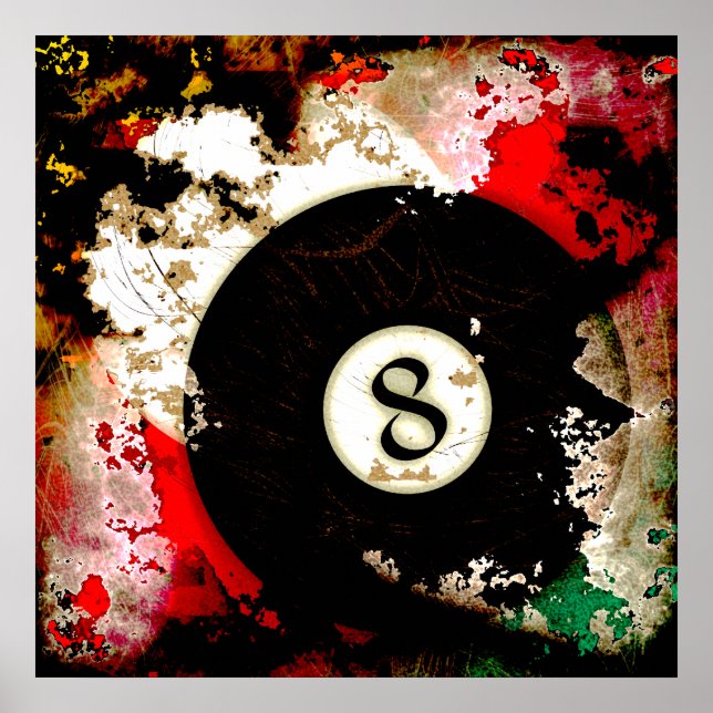 PÓSTER NÚMERO DE BOLA DE BILLARES 8 (Frente)