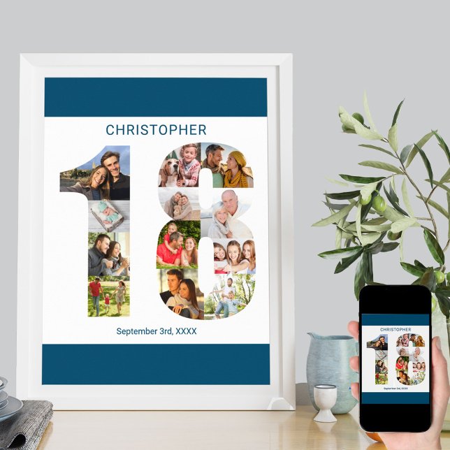 Póster Número de collage de fotos 18 Cumpleaños Personali (Subido por el creador)