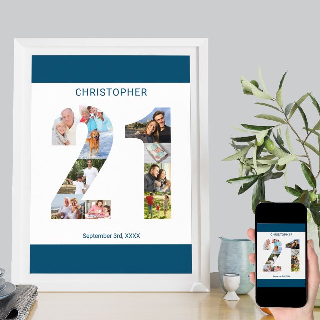 Póster Número de collage de fotos 21 Cumpleaños Personali (Subido por el creador)