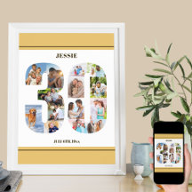 Número de collage de fotos 30 Neutral 30 cumpleaño