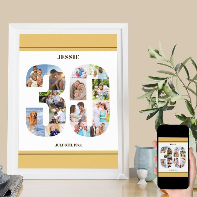 Póster Número de collage de fotos 30 Neutral 30 cumpleaño (Subido por el creador)