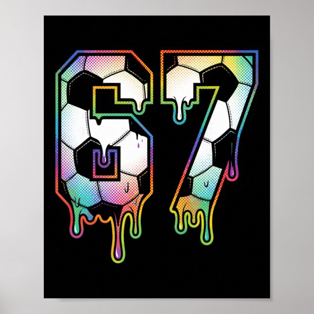 Póster Número de equipo universitario 67 de fútbol soccer (Frente)