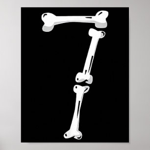 Póster Número de hueso de esqueleto 7 Número espeluznante