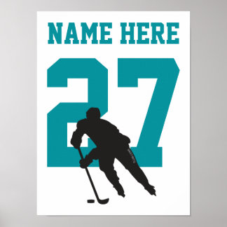 Póster Número de jugador de hockey personalizado Verde az