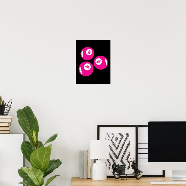 Póster Número de la suerte 4 bolas rosadas (Oficina en casa)