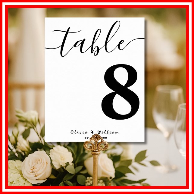 Póster Número de mesa con caligrafía para boda moderna el (Subido por el creador)