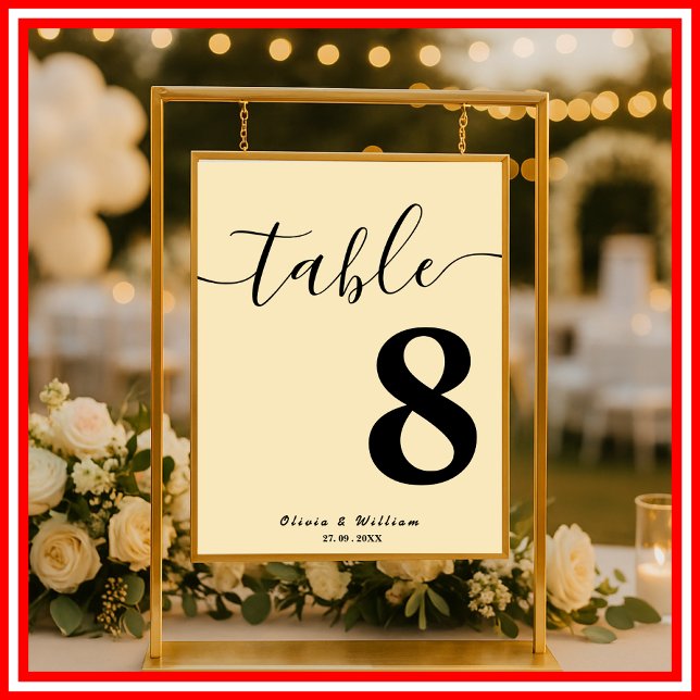 Póster Número de mesa de boda amarillo mantequilla (Subido por el creador)