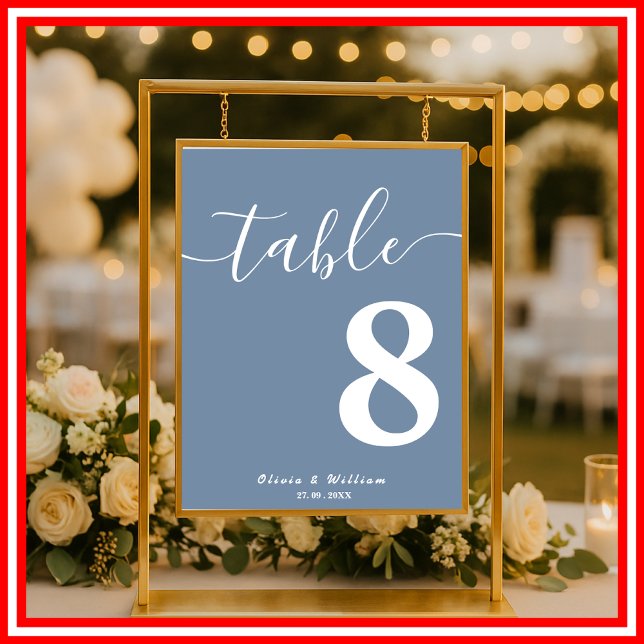 Póster Número de mesa de boda azul polvoriento  (Subido por el creador)