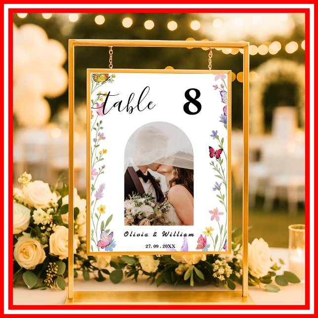 Póster Número de mesa de foto de boda de flores silvestre (Subido por el creador)