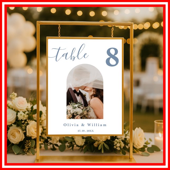 Póster Número de tabla de fotos de Boda azul turbio (Subido por el creador)