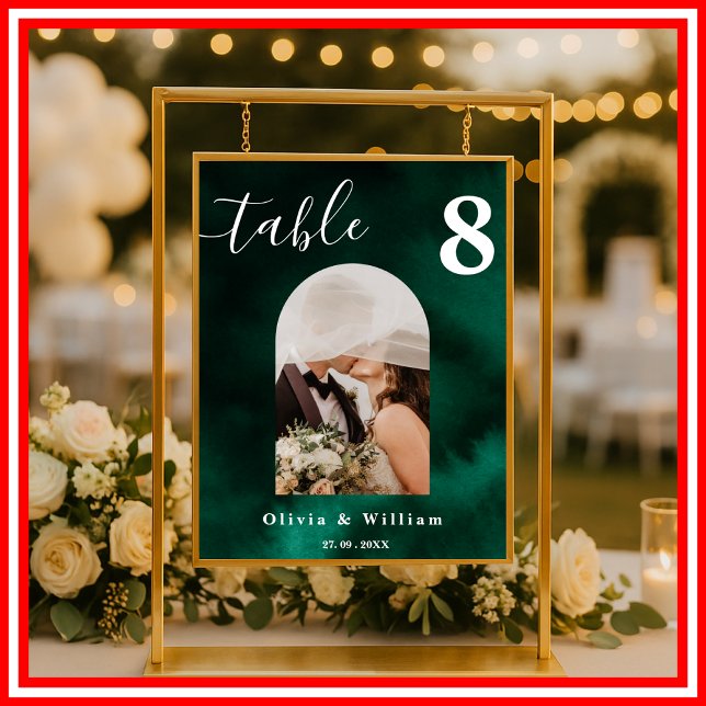 Póster Número de tabla de fotos de Boda verde esmeralda (Subido por el creador)
