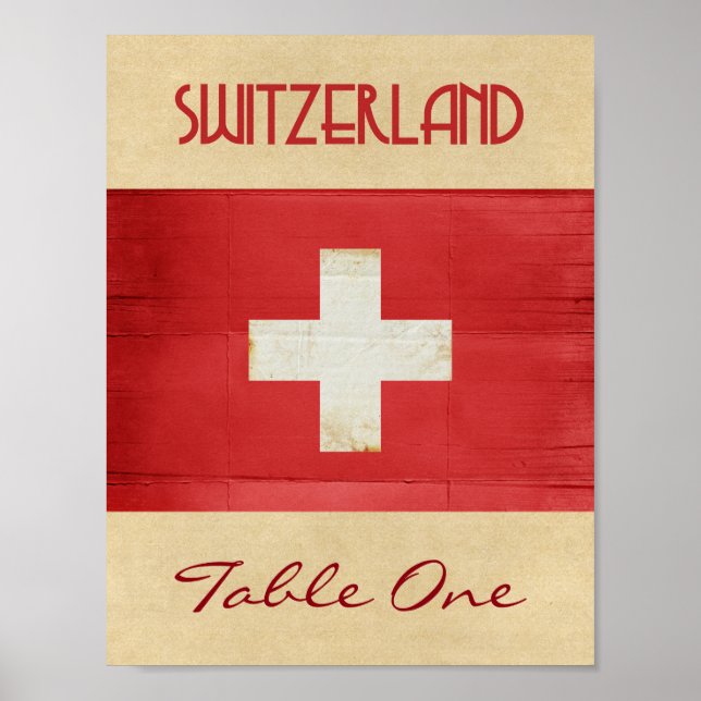 Póster Número de tabla de Suiza (Frente)