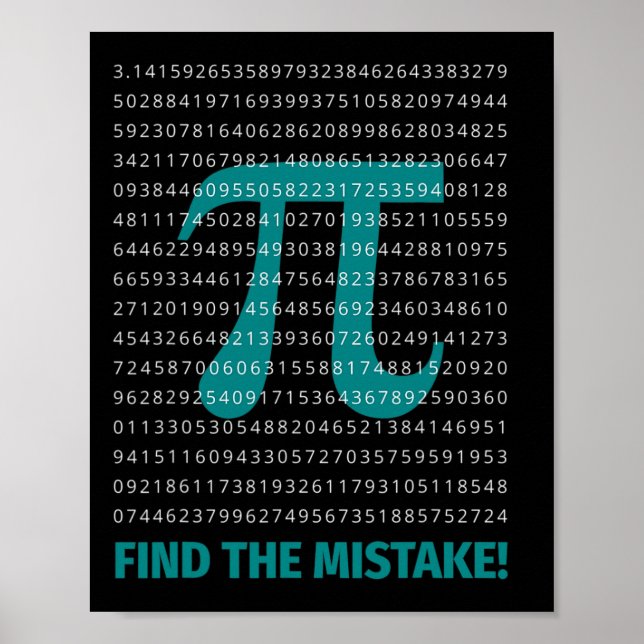 Póster Número Pi Math Dice Con Número Pi Encontrar La Nie (Frente)