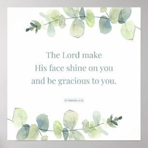 Póster Números 6:25, Biblia Verse Print, Face Shine On Yo