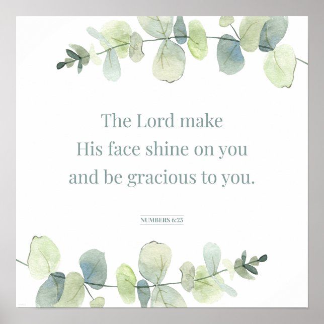 Póster Números 6:25, Biblia Verse Print, Face Shine On Yo (Frente)