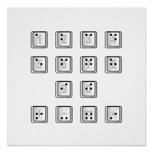 Póster Números clave de computadora en Braille