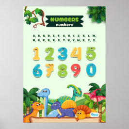 Póster Números con dinosaurios