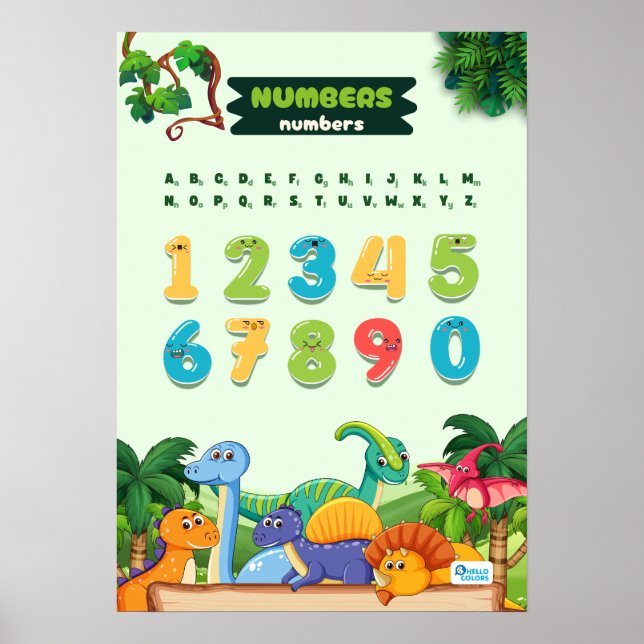 Póster Números con dinosaurios (Frente)