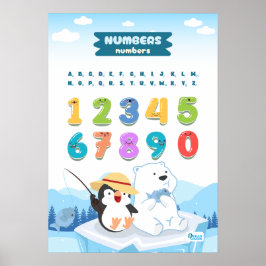 Póster Números con pingüino y oso