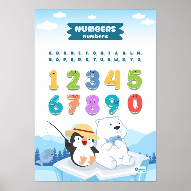Póster Números con pingüino y oso (Frente)