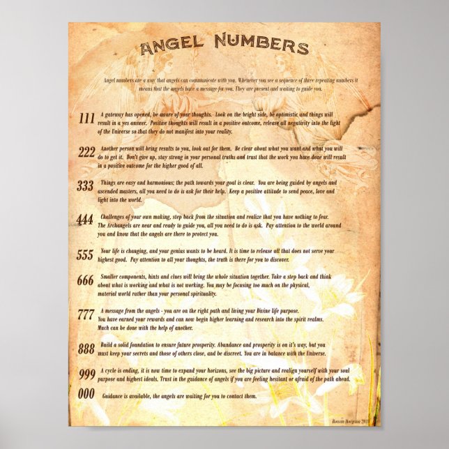 PÓSTER NÚMEROS DE ANGEL (Frente)