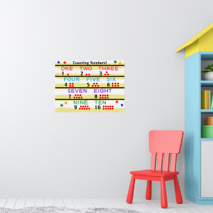 Póster Números de aprendizaje puntos de recuento rojos