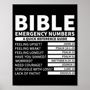 Póster Números de emergencia divertidos de la Biblia cris