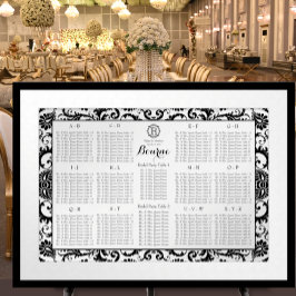Póster Números de tabla de la tabla de asientos de Damask