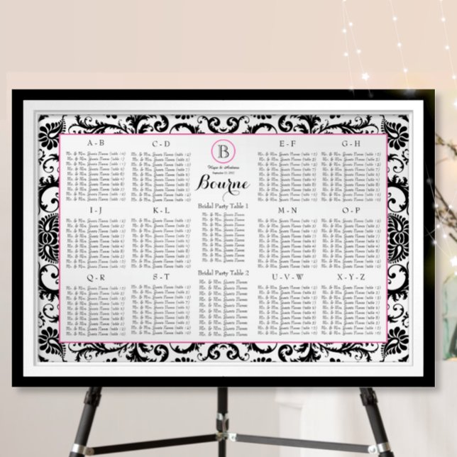 Póster Números de tabla de la tabla de asientos de Damask (To see frame and mat pricing,  please choose your options.)