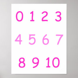 Póster Números rosas cero a 10 0 a 10 aulas para niños pr