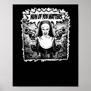 Póster Nun, La Divertida Guerrera Nun, Pegatina De Cómic