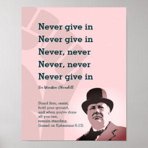 Póster NUNCA DARSE EN Churchill FIRME FIRME Efesianos 6