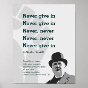 Póster NUNCA DARSE EN Churchill   FIRME FIRME Efesianos 6